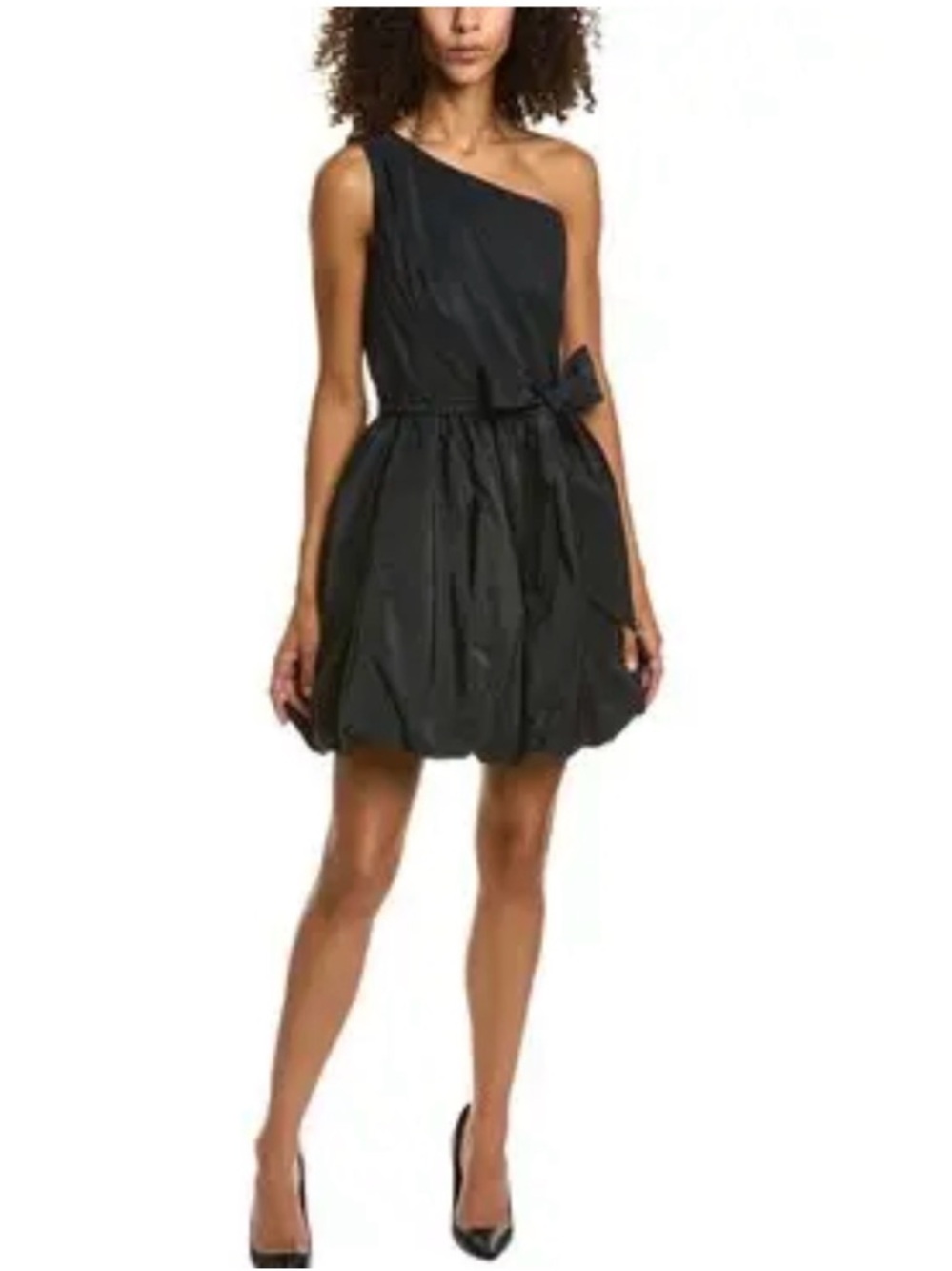 Lilly Pulitzer One-Shoulder Black Bubble-Hem Dress with Side Bow